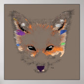 Gray Fox Pop Art Poster afdrukken (Voorkant)