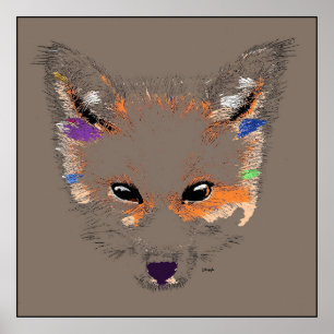 Gray Fox Pop Art Poster afdrukken