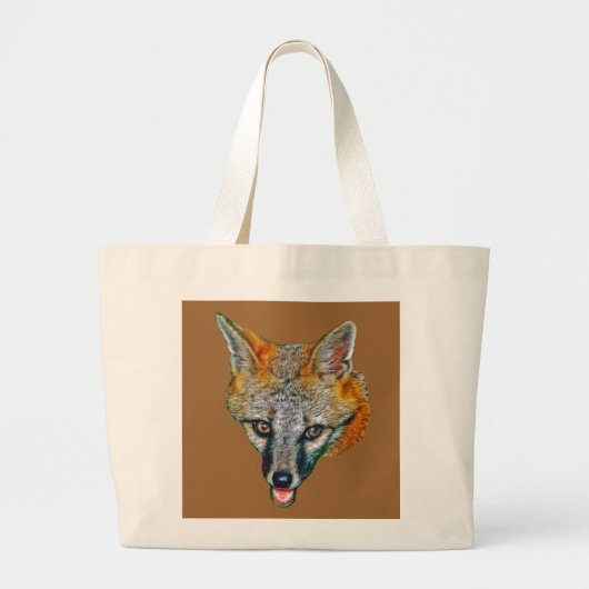 Gray Fox Tekening Grote Tote Bag (Voorkant)
