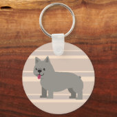 Gray French Bulldog, Beige Striped Sleutelhanger (Achterkant)