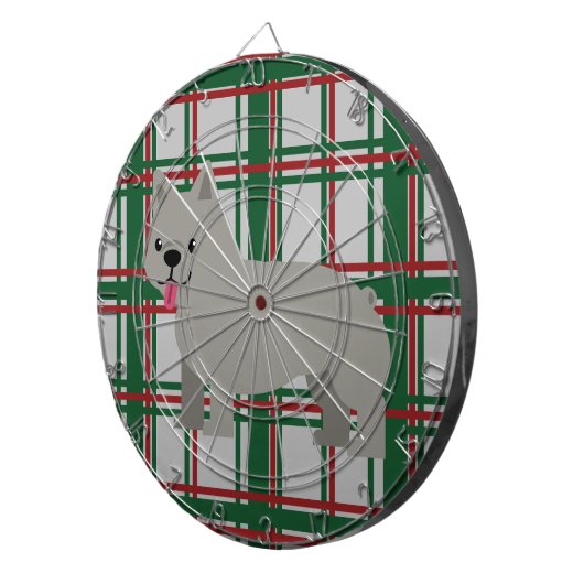 Gray French Bulldog, Christmas Plaid Dartbord (Voorkant Rechts)