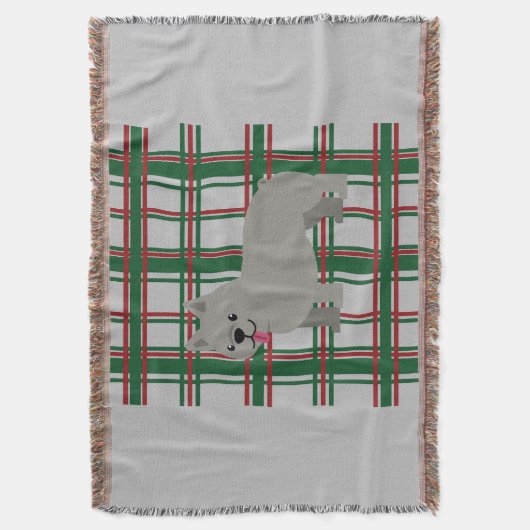Gray French Bulldog, Christmas Plaid Deken (Voorkant Verticaal)