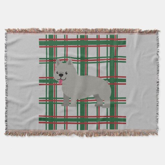 Gray French Bulldog, Christmas Plaid Deken (Voorkant)