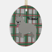 Gray French Bulldog, Christmas Plaid Keramisch Ornament (Rechts)