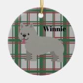 Gray French Bulldog, Christmas Plaid Keramisch Ornament (Voorkant)