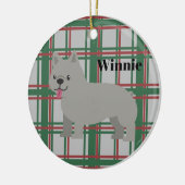 Gray French Bulldog, Christmas Plaid Keramisch Ornament (Links)