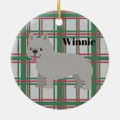 Gray French Bulldog, Christmas Plaid Keramisch Ornament (Achterkant)