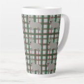 Gray French Bulldog, Christmas Plaid Latte Mok (Rechterhoek)