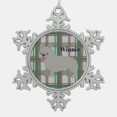 Gray French Bulldog, Christmas Plaid Tin Sneeuwvlok Ornament (Voorkant)