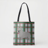 Gray French Bulldog, Christmas Plaid Tote Bag (Voorkant)