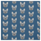Gray French Bulldog Faces Navy Blue Stof (Swatch)