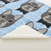 Gray French Bulldog, watercolor blue Sherpa Deken (3/4)