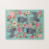 Gray French Bulldogs Florals Legpuzzel (Horizontaal)