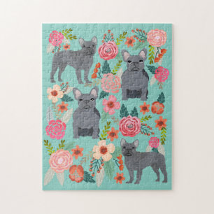 Gray French Bulldogs  Florals Legpuzzel