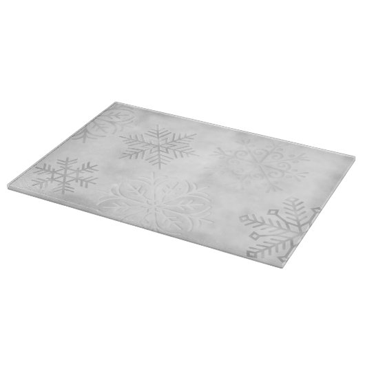 Gray Frosty Snowflake Art Glass Cutting Board Snijplank (Hoek)