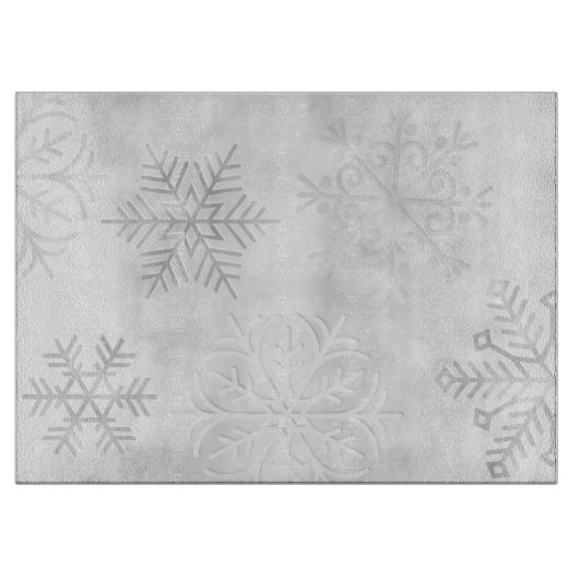 Gray Frosty Snowflake Art Glass Cutting Board Snijplank (Voorkant)