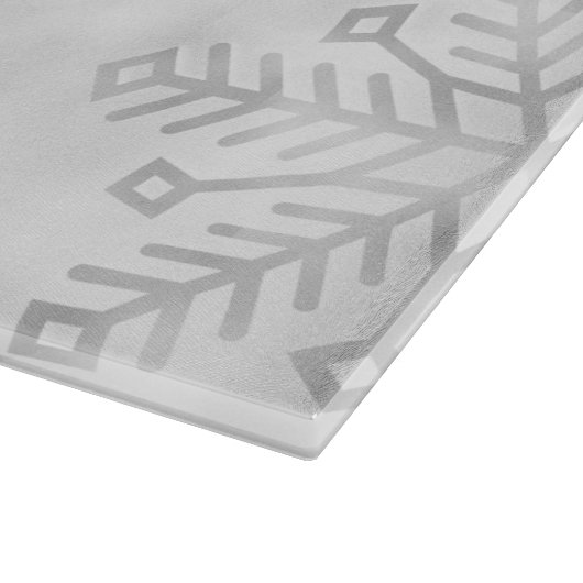 Gray Frosty Snowflake Art Glass Cutting Board Snijplank (Hoek)