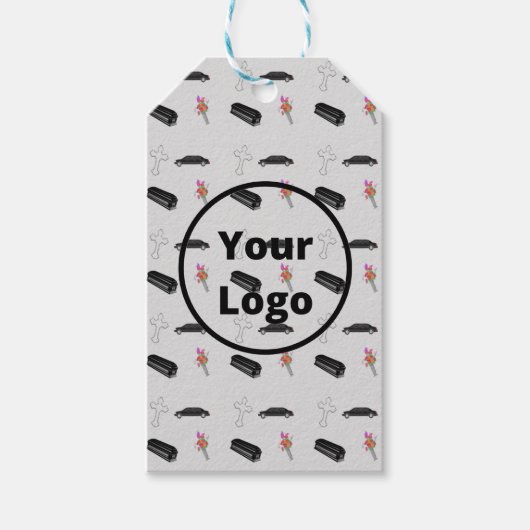 Gray funeral business pattern cadeaulabel (Voorkant)