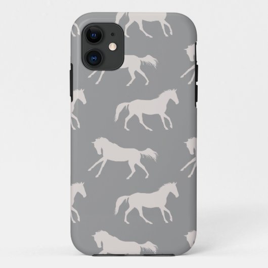 Gray Galloping Horses Pattern Case-Mate iPhone Case (Achterkant)