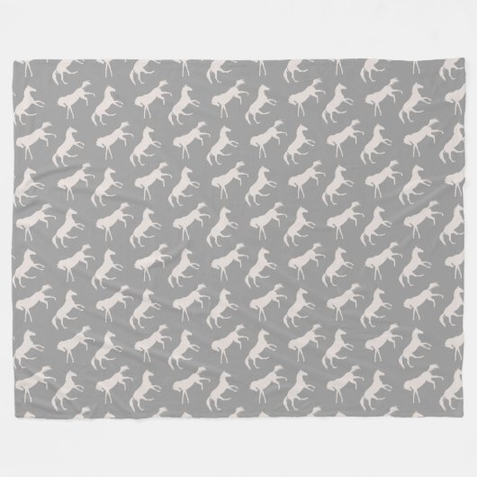 Gray Galloping Horses Pattern Fleece Deken (Voorkant (Horizontaal))