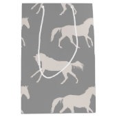 Gray Galloping Horses Pattern Medium Cadeauzakje (Voorkant)