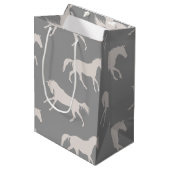 Gray Galloping Horses Pattern Medium Cadeauzakje (Voorkant Gekanteld)