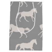 Gray Galloping Horses Pattern Medium Cadeauzakje (Achterkant)