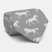 Gray Galloping Horses Pattern Stropdas (Opgerold)