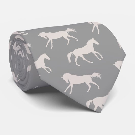 Gray Galloping Horses Pattern Stropdas (Opgerold)