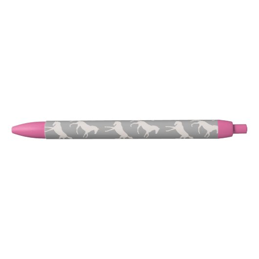 Gray Galloping Horses Pattern Zwarte Inkt Pen (Voorkant)