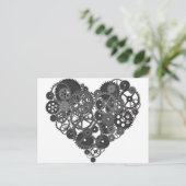 Gray Gears Heart Briefkaart (Staand voorkant)