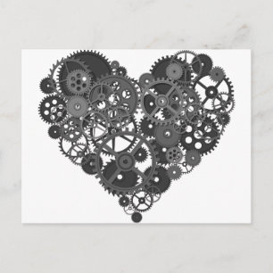 Gray Gears Heart Briefkaart
