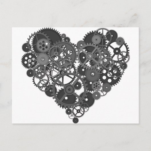 Gray Gears Heart Briefkaart (Voorkant)