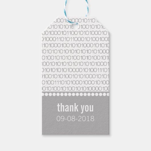 Gray Geek Chic Binaire Code CadeauLabels (Voorkant)