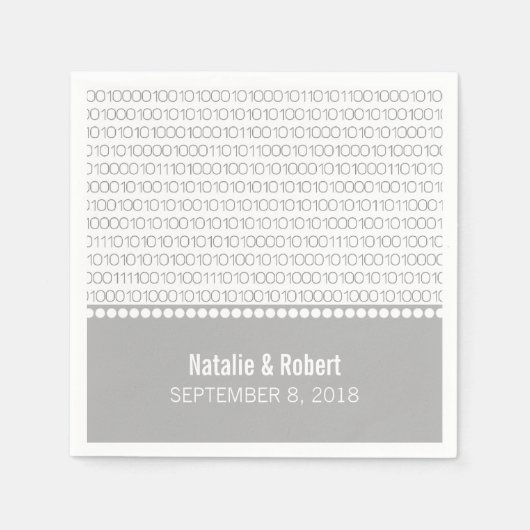 Gray Geek Chic Binary Code Paper Napkins Servetten (Voorkant)