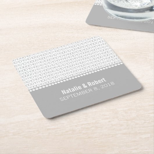 Gray Geek Chic Binary Code Paper Onderzetters (Schuin)