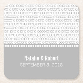 Gray Geek Chic Binary Code Paper Onderzetters