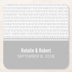 Gray Geek Chic Binary Code Paper Onderzetters