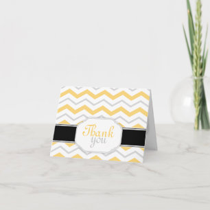 Gray & geel Chevron Trendy Dank u wel kaarten