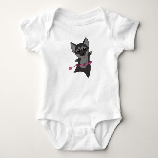 Gray German Shepherd Hullern Sports Tire Hula Romper (Voorkant)