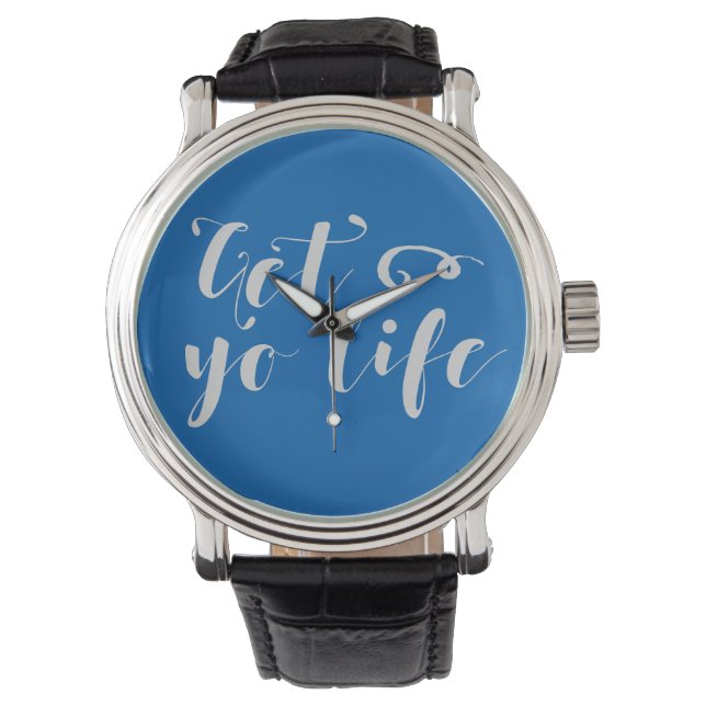 Gray Get Your Life Typografie Horloge (Voorkant)