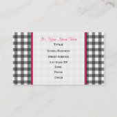 Gray Gingham Apple Mode Teacher Visitekaartje (Achterkant)