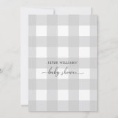 Gray Gingham Baby shower Uitnodiging (Achterkant)