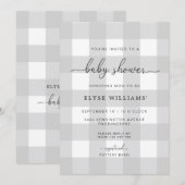 Gray Gingham Baby shower Uitnodiging (Voorkant / Achterkant)