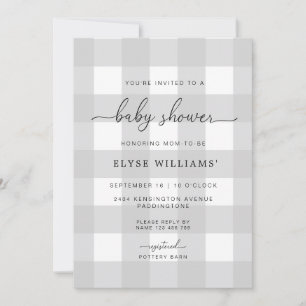 Gray Gingham Baby shower Uitnodiging