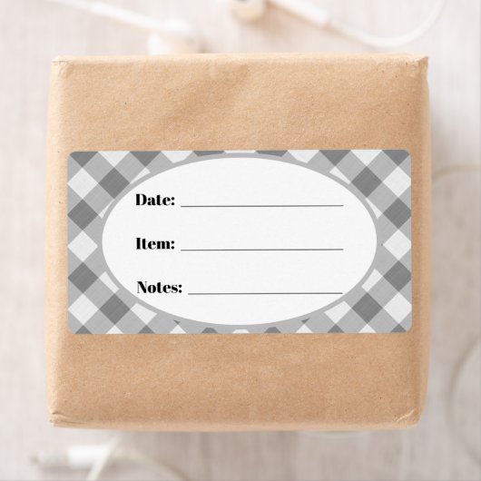 Gray Gingham Country Canning & Food Storage Label (Insitu)