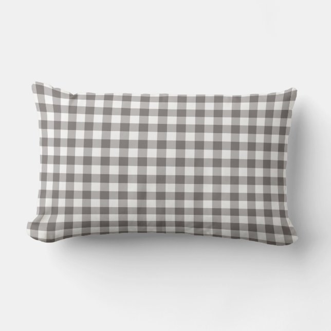 Gray Gingham Pattern gecheckt Buitenkussen (Voorkant)