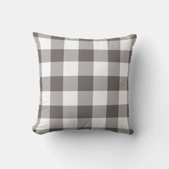 Gray Gingham Pattern Kussen (Voorkant)