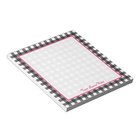 Gray Gingham Persoonlijk Notitieblok (Schuin)