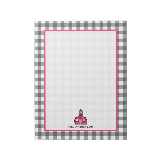 Gray Gingham Teacher Notitieblok (Linkerzijde)